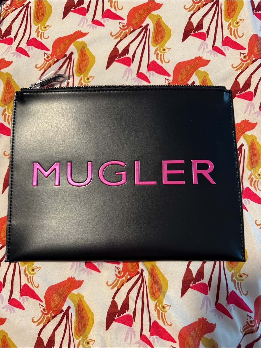 Mugler Black Pouch with Pink Logo